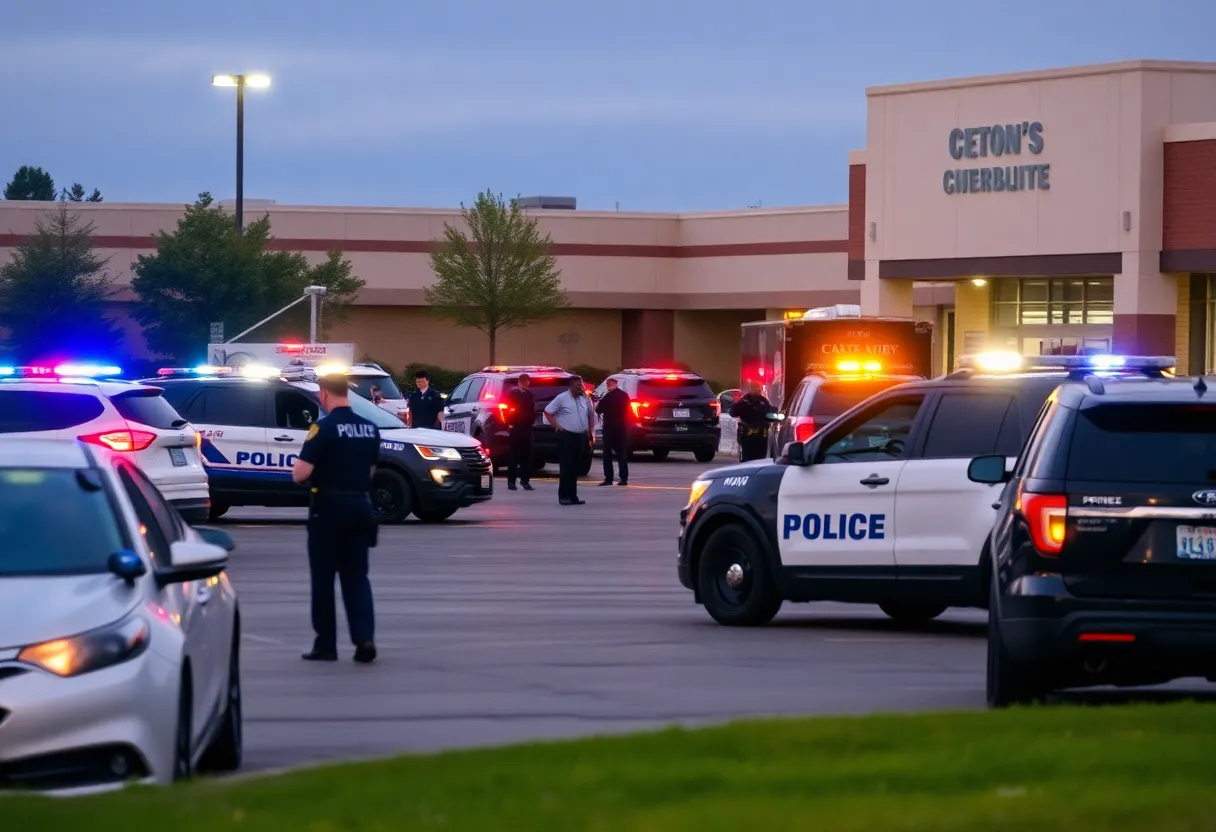 Emergency responders at a shooting scene in Austin parking lot