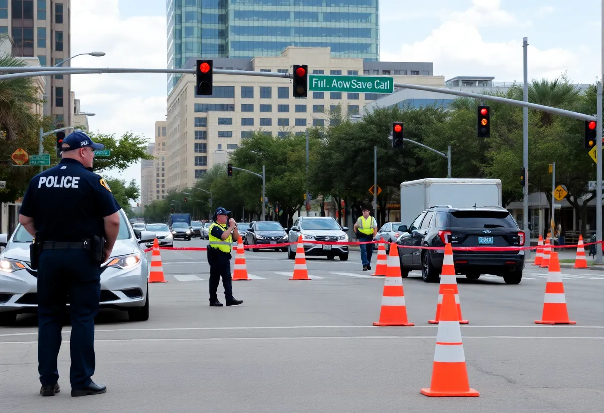 Police activity leading to road closure in Austin.