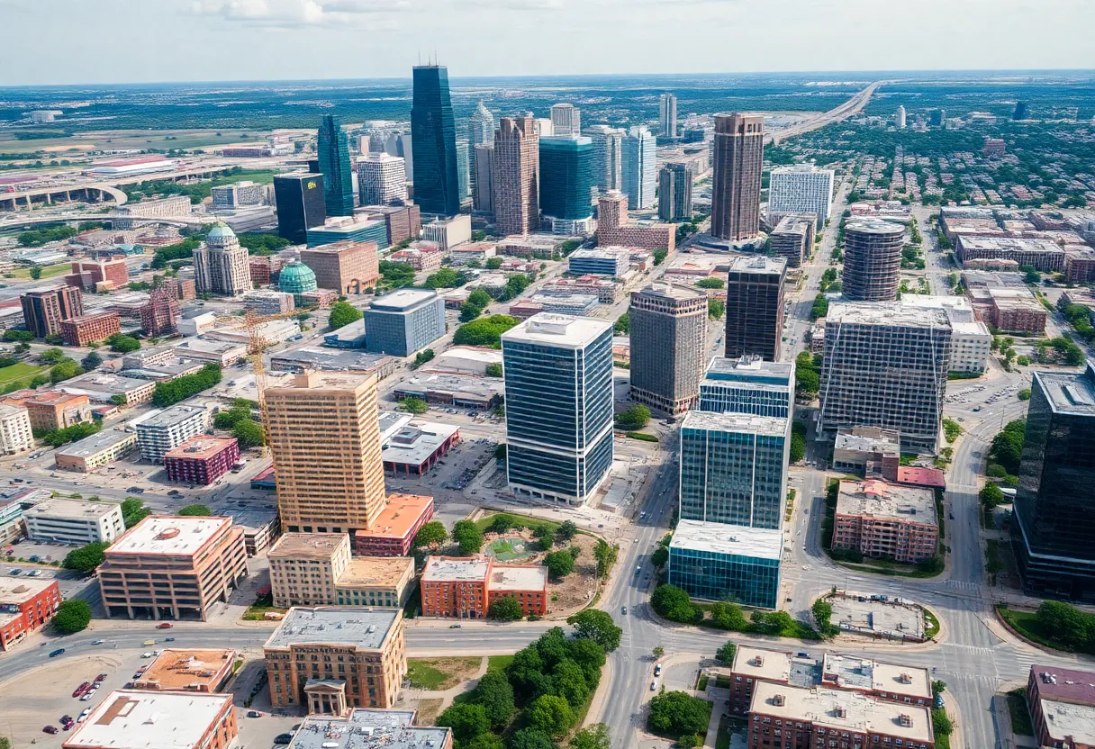 Aerial view of Austin's urban landscape with ongoing construction