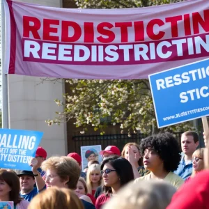 A politically engaged crowd at a redistricting rally in California.