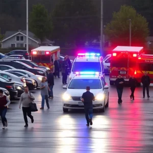 Emergency response at shooting scene in Target parking lot