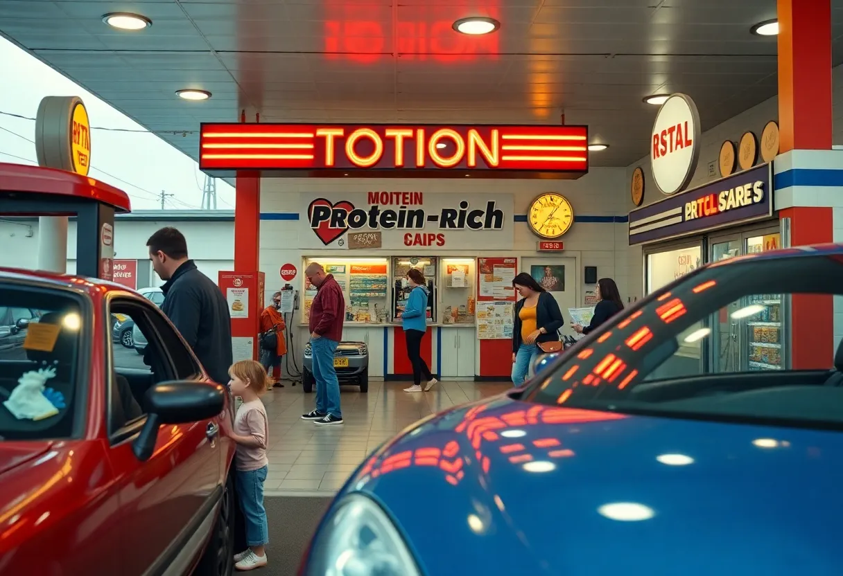 Families participating at the Chomps Protein Pit Stop event in Austin