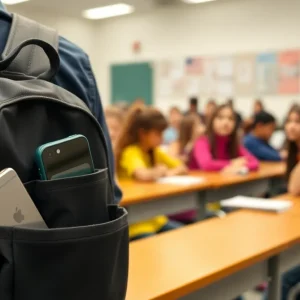Students in a classroom focused on learning without mobile devices