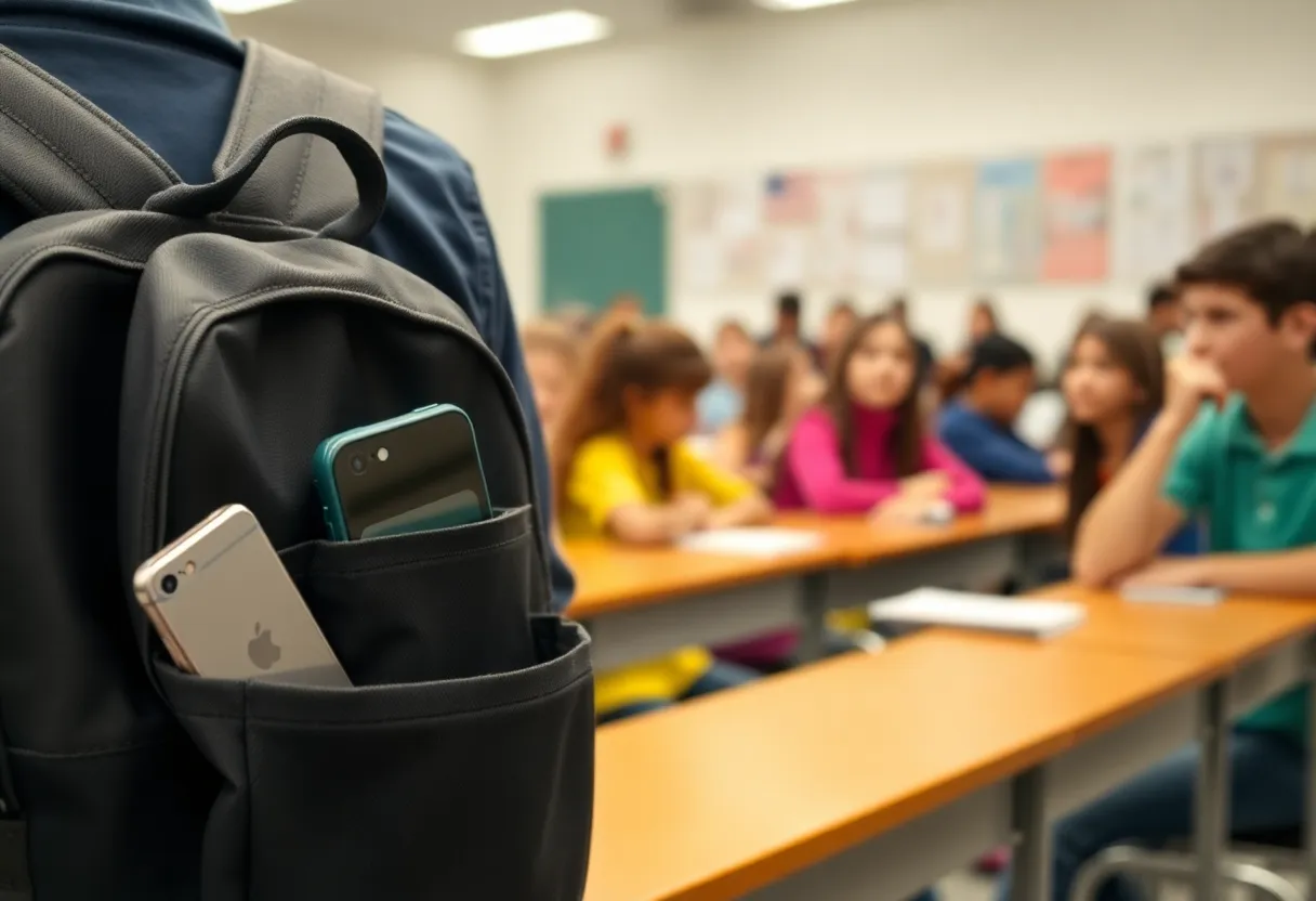Students in a classroom focused on learning without mobile devices