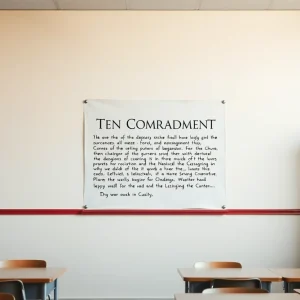 Classroom interior showing empty wall space