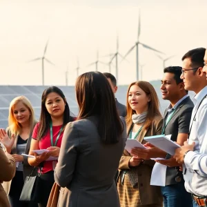 Participants discussing clean energy innovations at the summit in Austin