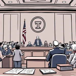 Courtroom scene about sanctuary cities legal ruling