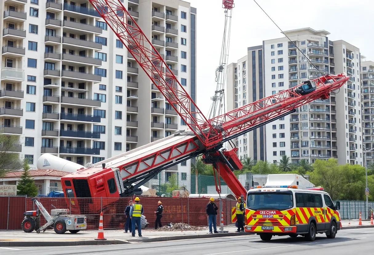 Crane accident at a construction site in North Austin
