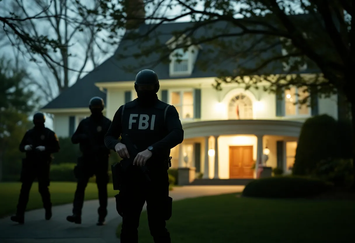 FBI agents conducting a raid