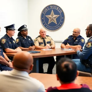 Meeting of the Fort Worth Police Department discussing leadership and community engagement