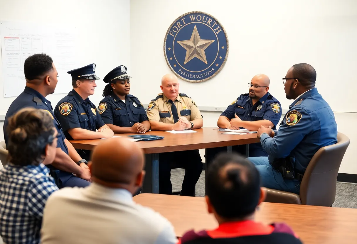Meeting of the Fort Worth Police Department discussing leadership and community engagement