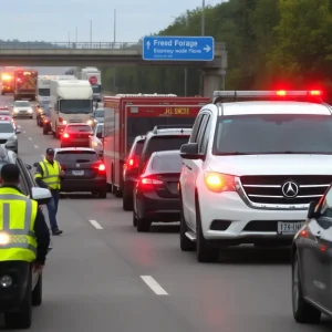 Traffic congestion on I-35 due to a serious collision