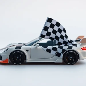 An abstract representation of a race car representing the IndyCar immigration issue.