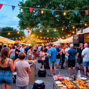 A crowd enjoying various events during Labor Day weekend in Austin, Texas.