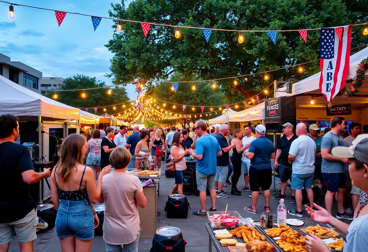 A crowd enjoying various events during Labor Day weekend in Austin, Texas.