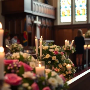 A calm church setting for a memorial service honoring Daniel Gillett.