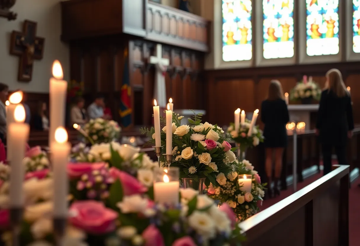 A calm church setting for a memorial service honoring Daniel Gillett.