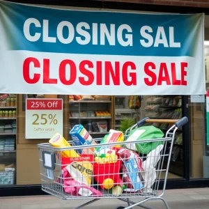 Closing sale sign at Natural Grocers store