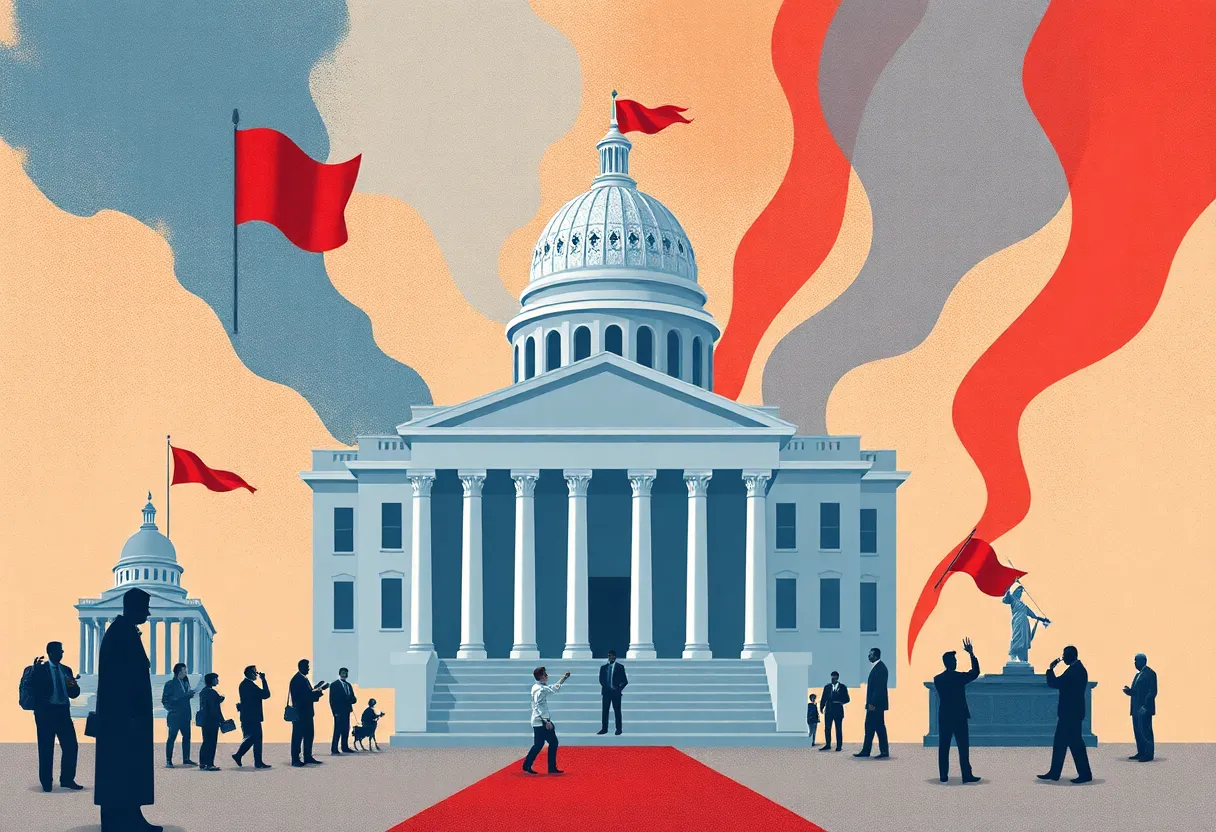 Illustration representing political conflict in Texas