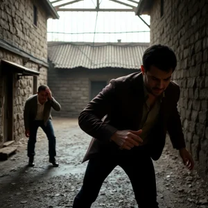 Illustration of a prison escape scene