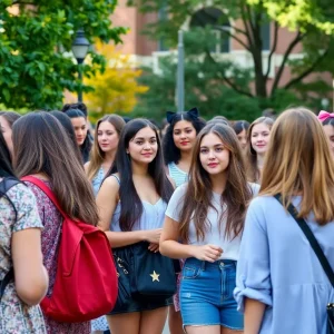 Young women participating in sorority recruitment at UT Austin