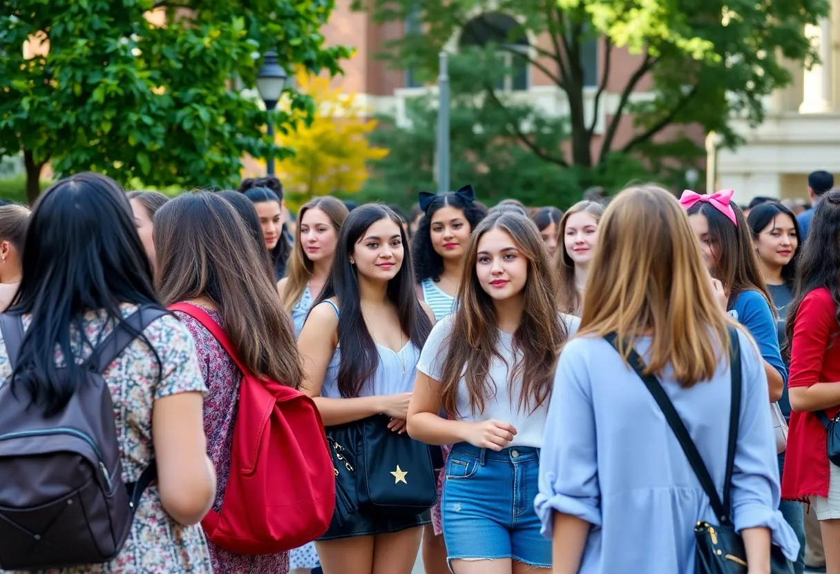 Young women participating in sorority recruitment at UT Austin