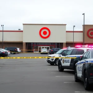 Police at the scene of a Target parking lot shooting