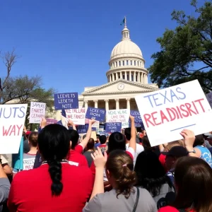 Supporters rallying at the Texas Capitol against redistricting