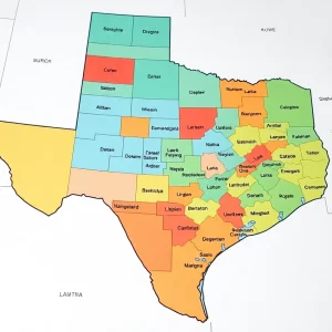 Political map of Texas showing congressional district changes