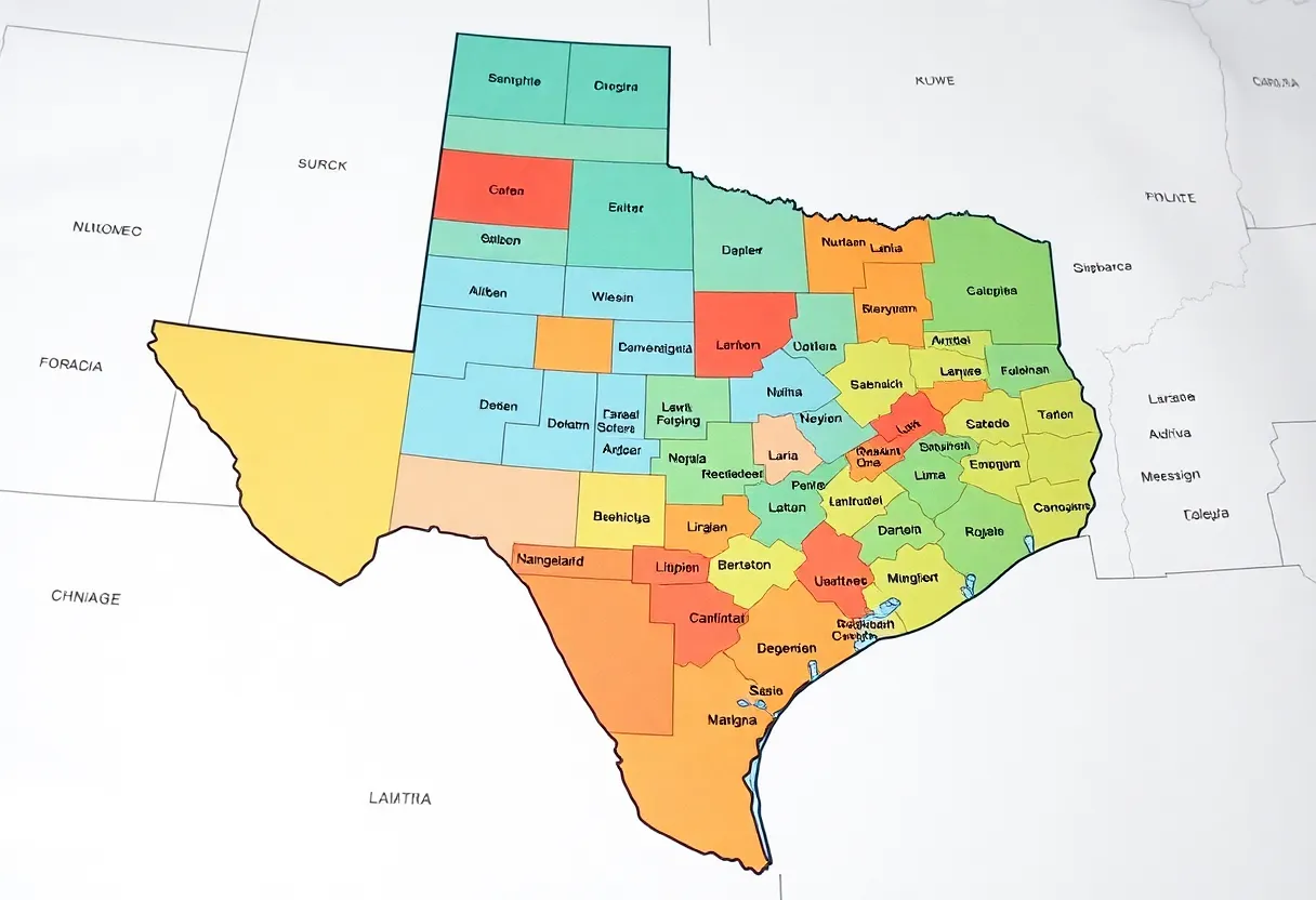 Political map of Texas showing congressional district changes
