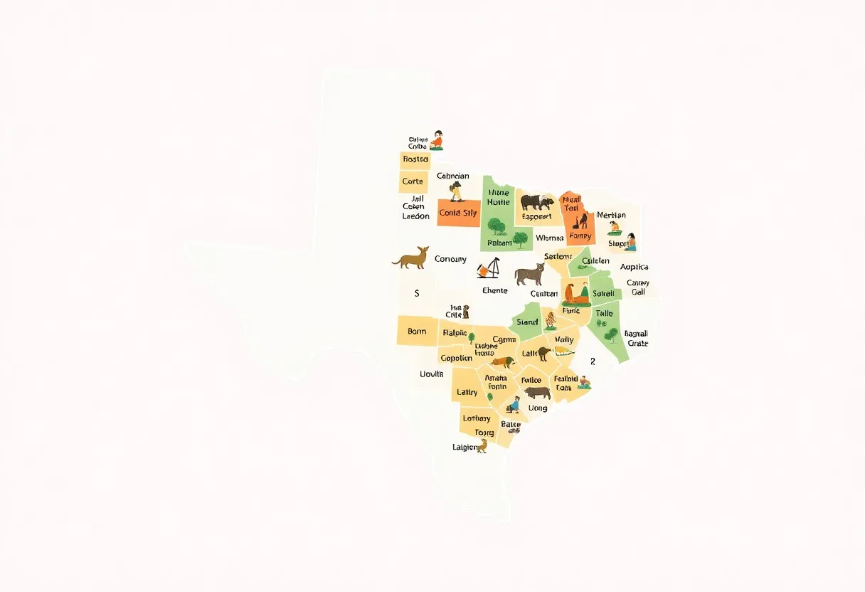 Map of Texas showing congressional districts