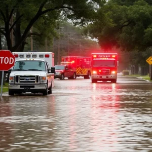 Emergency responders attending to flooding in Texas