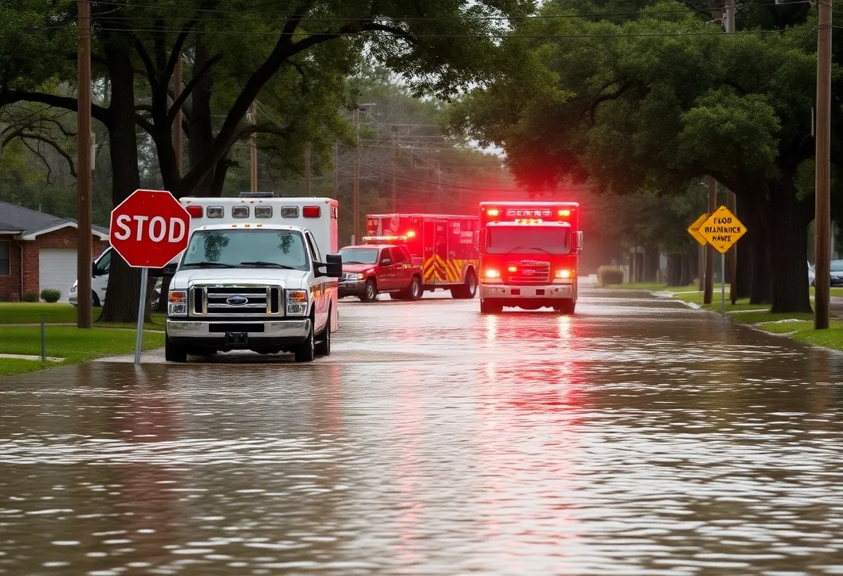 Emergency responders attending to flooding in Texas
