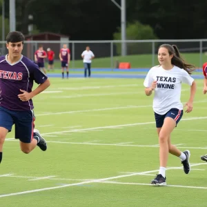 Texas high school students participating in sports activities.