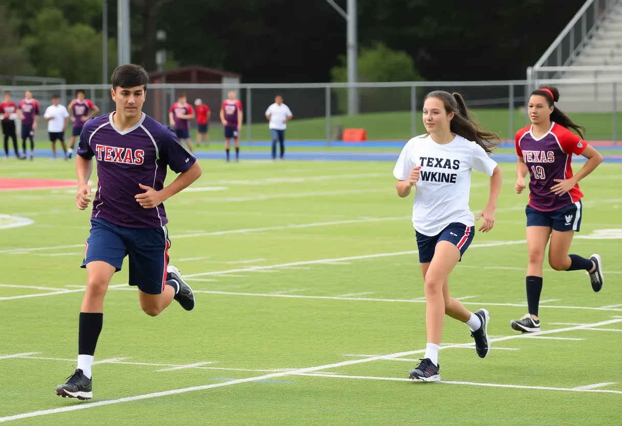 Texas high school students participating in sports activities.