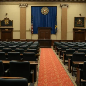 Empty seats in the Texas House during a redistricting conflict