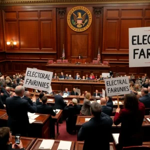 Texas lawmakers debating redistricting legislation in the House chamber