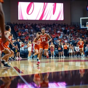 University of Texas women's basketball team playing against Puerto Rico