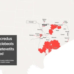 Map showing the proposed congressional districts in Texas after the passage of HB 4.