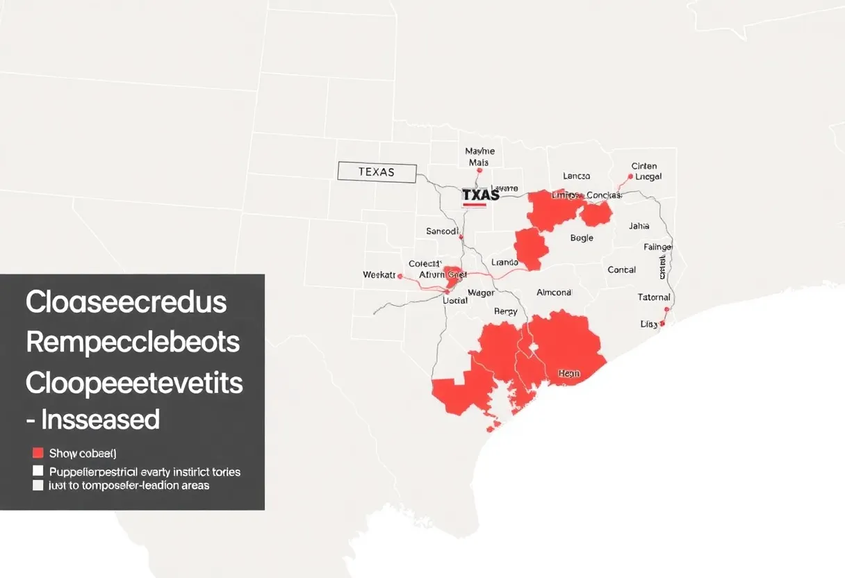 Map showing the proposed congressional districts in Texas after the passage of HB 4.