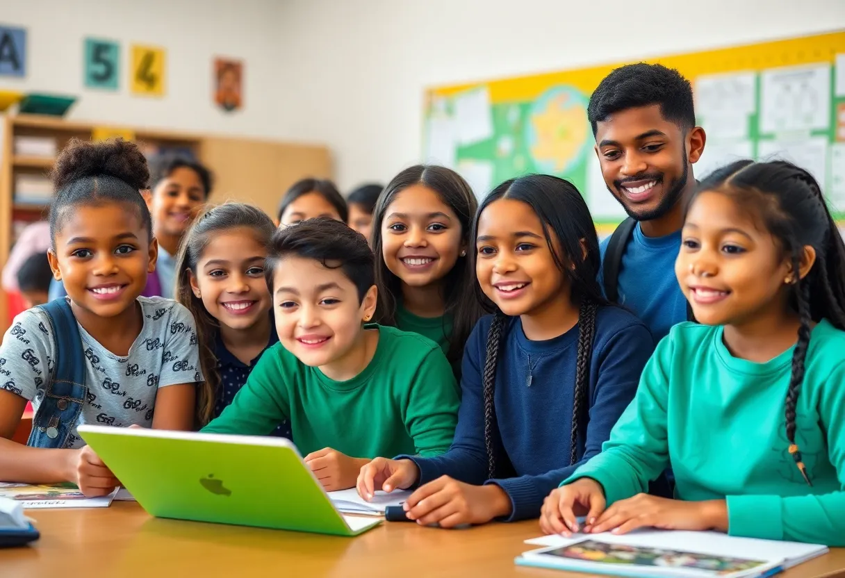 Students learning in a private K-12 school in Austin