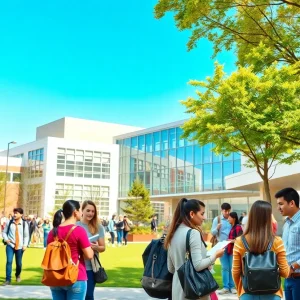 Students and faculty engaging in collaborative learning on the University of Texas campus.
