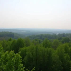 Hazy skies over Upstate New York during an air quality advisory