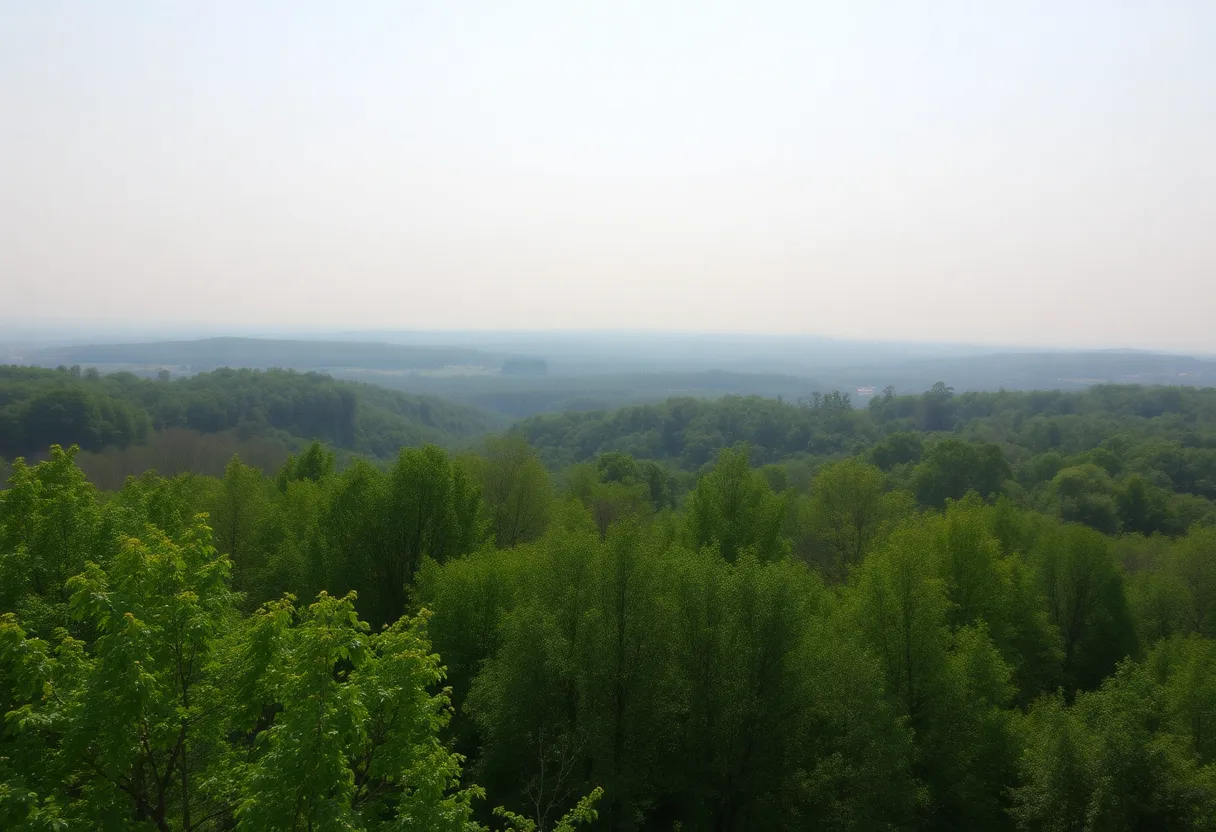 Hazy skies over Upstate New York during an air quality advisory