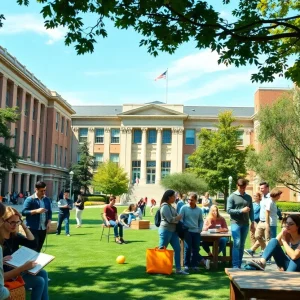 Students at University of Texas at Austin campus