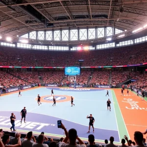 Sports venue at University of Texas with Humann branding