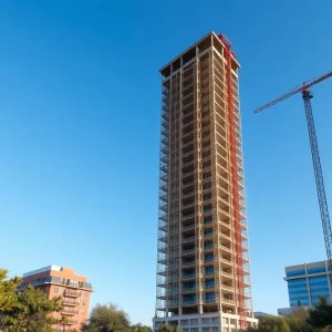 Construction of Waterline Tower in Austin, Texas