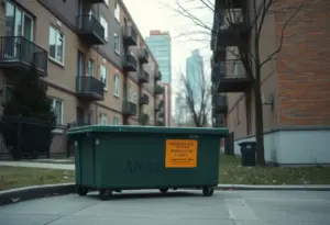 A dumpster outside an apartment complex in North Austin