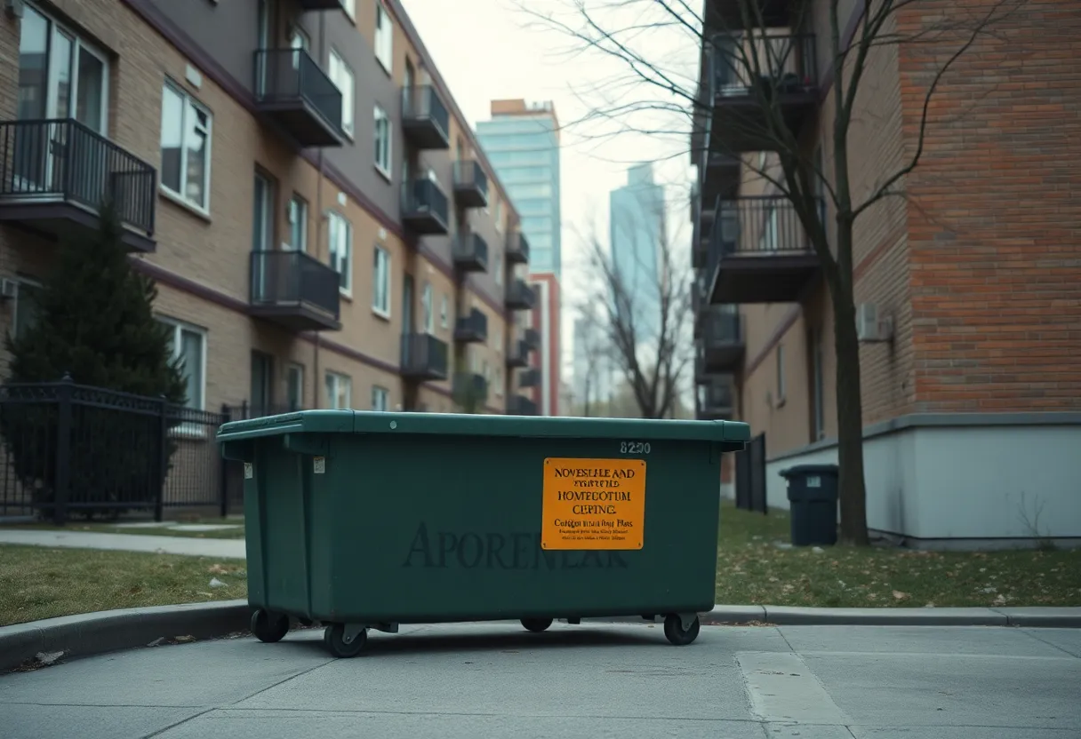 A dumpster outside an apartment complex in North Austin