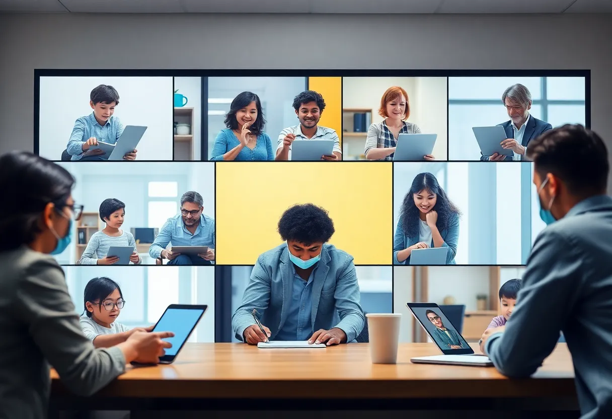 Virtual meeting of the AISD school district showcasing family engagement.